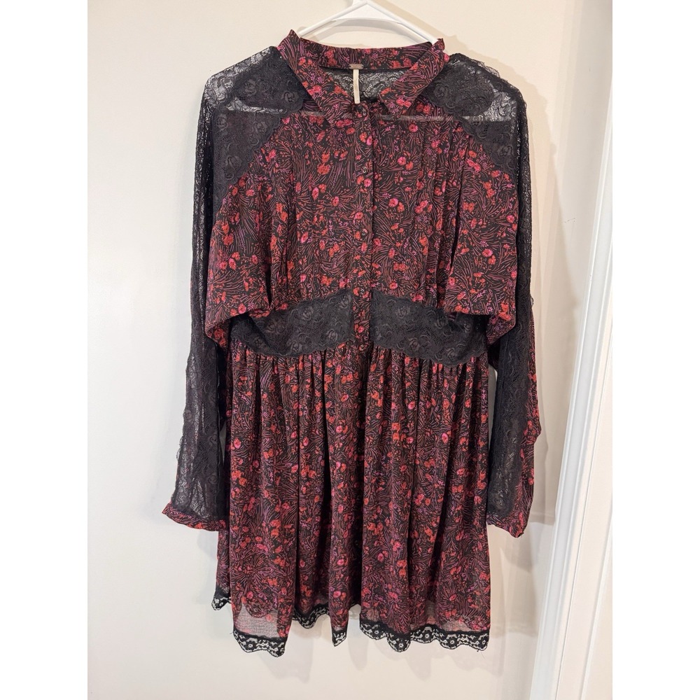 Free People Sheer Romance Mini Dress Size XS Black Combo